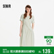 森馬（Semir）連衣裙女夏不規則拼接木耳邊泡泡袖收腰設計感中長(cháng)裙101325114041