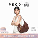 PECO【孫千同款】豌豆系列Hobo包單肩波嬉風(fēng)半月馬鞍包斜挎通勤托特包 大號布朗尼色頭層半樹(shù)膏小牛預售5天