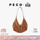 PECO【孫千同款】豌豆系列Hobo包單肩波嬉風(fēng)半月馬鞍包生日禮物托特包 大號焦糖棕 反絨皮