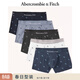 Abercrombie & Fitch男裝5條組合裝彈力舒適柔軟經(jīng)典LOGO四角內褲114-3049 藍色和灰色調-麋鹿標識圖樣 5條 M