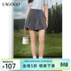 LAGOGO高級感A字休閑短褲女拉谷谷2025年夏季新款高腰壓褶西裝褲 灰色 M