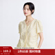 茵曼（INMAN）純棉法式鏤空鉤花短袖襯衫女2025夏季氣質(zhì)時(shí)尚V領(lǐng)綁帶襯衣 米黃色 L