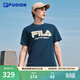 FILA FUSION斐樂(lè )潮牌情侶款針織短袖衫秋新款時(shí)尚涼感速干T恤 未央藍-DB M 170/92A/M