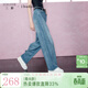 三彩2025冬季新款高腰寬松牛仔褲純棉長(cháng)褲彎刀闊腿褲垂感 霧霾藍 M 160/68A