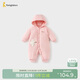童泰（TONGTAI）嬰兒連體衣冬季純棉夾棉寶寶衣服新生兒連帽哈衣爬服粉色80cm