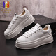 古士旗（GUSKI）輕奢高檔品牌男鞋2026新款小白鞋厚底增高男士簡(jiǎn)約素面百搭休閑鞋 白色/標準版 41 尺碼偏大  建議拍小一碼