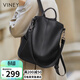 viney牛皮雙肩包女大容量高中學(xué)生書(shū)包休閑輕便旅游背包生日禮物送女友