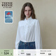 Teenie Weenie小熊女裝襯衫春木耳邊法式氣質(zhì)萊卡長(cháng)袖襯衣 白色 M