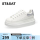 星期六（St&Sat）女鞋新款學(xué)院風(fēng)麥昆鞋舒適休閑運動(dòng)板鞋小白鞋 銀灰色 38