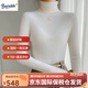 Burwilde國際品牌鄂爾多斯市2025新款百搭毛衣女兩翻領(lǐng)修身羊毛衫內搭高領(lǐng) 068米白色 S 80-90