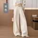 棠暖萊賽爾天絲亞麻西裝褲女2026新款春夏薄款米白色休閑老錢(qián)風(fēng)闊腿褲 米色 S 建議（90-100斤）選