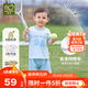 拉比童裝兒童運動(dòng)套裝春夏裝男女寶寶短袖套裝T恤休閑套裝 藍色 110 cm