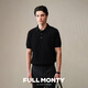 FULL MONTY【新款】純棉翻領黑色男士休閑短袖polo衫商務豎條紋T恤2026年夏 黑色70312 L