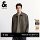 杰克·瓊斯（JACK&JONES）26年男裝春秋季外套男寬松翻領(lǐng)商務(wù)休閑仿麂皮夾克拉鏈上衣男士 E04橄欖黑 M （175）