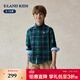 E·LAND KIDS童裝男童襯衫2025年秋季新品復古英倫格子長(cháng)袖上衣 Green綠色/40 150