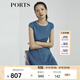 PORTS寶姿商場(chǎng)同款新品女裝氣質(zhì)純色修身短袖連衣裙LL8N021RWE005 灰燼藍 L (8)