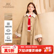 英氏（YEEHOO）兒童風(fēng)衣女童外套春季大衣中長(cháng)款純棉韓版英倫風(fēng)過(guò)膝上衣中大童裝 卡其色 【純棉面料】 170