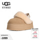 UGG秋季女士包頭厚底LOGO松緊帶休閑懶人毛毛鞋 1113474 MDSD | 芥菜籽色 38