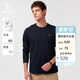 哈吉斯（HAZZYS）男裝純棉休閑長(cháng)袖T恤ABTZE0CAF04 深藏青色DN L（175/96A48）