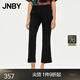 JNBY/江南布衣秋冬休閑褲九分純色微喇通勤修身羊毛彈力5N7E14690 001/本黑 L