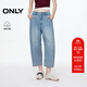 ONLY2025夏季新款純棉寬松男友褲錐形褲九分牛仔褲女|125349006 J33 350水洗牛仔藍 M M標準褲長(cháng)