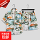 夏季男速干短袖花襯衫套裝夏威夷沙灘服寬松休閑兩件套外穿五分褲 T3633圖色套裝 【工廠(chǎng)清倉特價(jià)款】 2XL