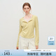 范思藍恩收腰假兩件蕾絲花邊針織T恤衫打底女2025秋冬新款4469 黃色 M
