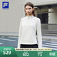FILA 斐樂(lè )官方女子針織長(cháng)袖衫2025冬季新款健身運動(dòng)加絨半拉鏈長(cháng)T 淺粉灰-GY L 170/88A/L
