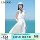 LAGOGO圓領(lǐng)無(wú)袖白色仙女連衣裙女士拉谷谷2025夏季新款甜美連衣裙 本白色 L