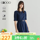 G2000【肌理感】女裝2025春秋商場(chǎng)同款舒適彈性腰帶五分袖連衣裙【G2】 提花-深靛藍A字型36寸 S /34