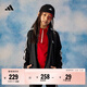 adidas女大童休閑三條紋長(cháng)袖套裝兒童秋季阿迪達斯官方輕運動(dòng)   黑色/白色   164