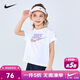 NIKE 耐克童裝大LOGO短袖T恤2025年夏季女童背后扭結設計兒童休閑上衣