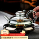 高茗輕奢財鼠壺下午茶北歐風(fēng)創(chuàng  )意蒸煮茶具套裝耐熱玻璃花茶煮茶壺 富庶壺+詩(shī)園爐 550ml