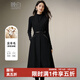 晚白【新品】冬款綿羊毛氣質(zhì)立領(lǐng)收腰顯瘦無(wú)袖連衣裙【送腰帶】 黑色 S