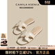 CAMILA KSENIA皮拖鞋女2026新款夏季休閑百搭一字拖時(shí)尚平底顯白涼拖鞋沙灘鞋子 杏仁奶油白 37