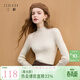 三彩2025冬季新款純色坑條針織衫半高領(lǐng)修身打底衫長(cháng)袖M 米白色 M 160/84A