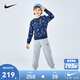 NIKE3BRAND 耐克男女童紅色拜年服衛衣+長(cháng)褲2件套春季兒童休閑套裝