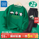 真維斯男童套裝春秋款中大童運動(dòng)秋裝寬松休閑兩件套兒童衛衣衛褲衣服 綠 J三只熊貓+黑 摔倒熊貓X 130