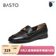 百思圖（BASTO）【爵士黑膠】百思圖26春新款英倫超軟羊皮鞋樂(lè )福鞋女單鞋UXS01AA6 黑色 經(jīng)典款 37