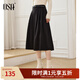 歐莎（OSA）高腰星空呢a字半身裙女秋冬季2025年新款傘裙顯瘦毛呢裙子 黑色 XL