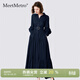 MeetMetro瑪依爾法式襯衫連衣裙女2026春新款氣質(zhì)收腰顯瘦大擺裙 藏藍色【現貨閃電發(fā)】 S