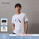 Calvin KleinJeans夏季男士休閑通勤經(jīng)典ck大字母印花純棉內搭短袖T恤上衣 YAA-月光白 L