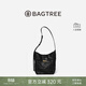 BAGTREE【明星同款】包包樹(shù)水桶包頭層植鞣牛皮斜挎包大容量通勤單肩包女 檀黑色-中號 高級小眾生日禮物女