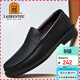 老人頭（LAORENTOU）皮鞋男士商務(wù)休閑鞋透氣軟面正裝男鞋懶人爸爸鞋 A20231 黑 40 