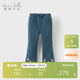 戴維貝拉（DAVE＆BELLA）兒童褲子女童牛仔褲中大童秋冬加絨長(cháng)褲微喇褲