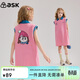 ASK JUNIOR童裝兒童裙子女童夏裝青少年無(wú)袖連衣裙POLO領(lǐng)T恤裙直筒裙粉色140