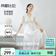 尚都比拉白色連衣裙女高級感春夏季優(yōu)雅仙氣法式中長(cháng)裙 白色 XL