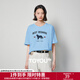 初語(yǔ)可愛(ài)小狗字母印花圓領(lǐng)寬松純棉T恤女2025夏季新款休閑上衣 天藍色-小狗 XL