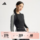 adidas休閑修身圓領(lǐng)長(cháng)袖T恤女裝秋季阿迪達斯官方輕運動(dòng)JN0755 黑色/漢玉白 M