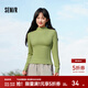 森馬（Semir）長(cháng)袖t恤女短款半高領(lǐng)薄絨輕暖打底衫2024冬新款純色修身抓絨內搭 橄欖綠40874 M